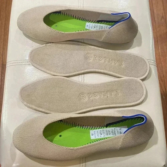 Rothy’s Ecru Round Toe Ballet Flats Sz 7.5 - Picture 6 of 6